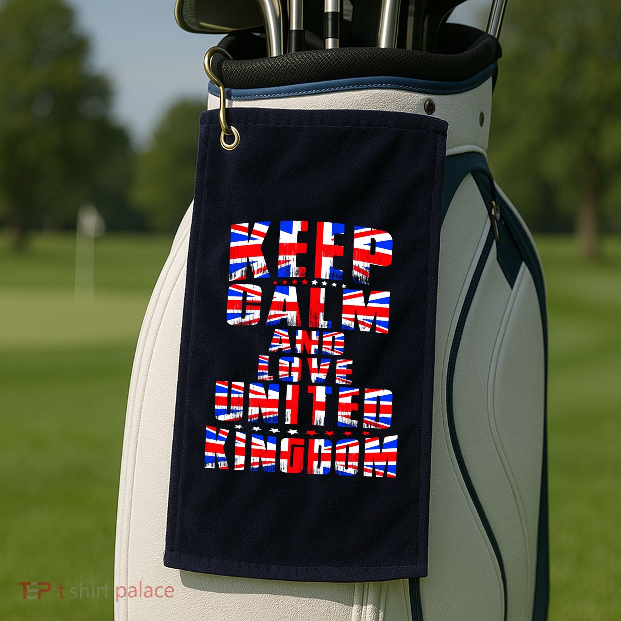 Keep Calm and Love United Kingdom Golf Towel