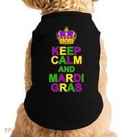 Keep Calm and Mardi Gras Crown New Orleans Doggie Tank thumb 0
