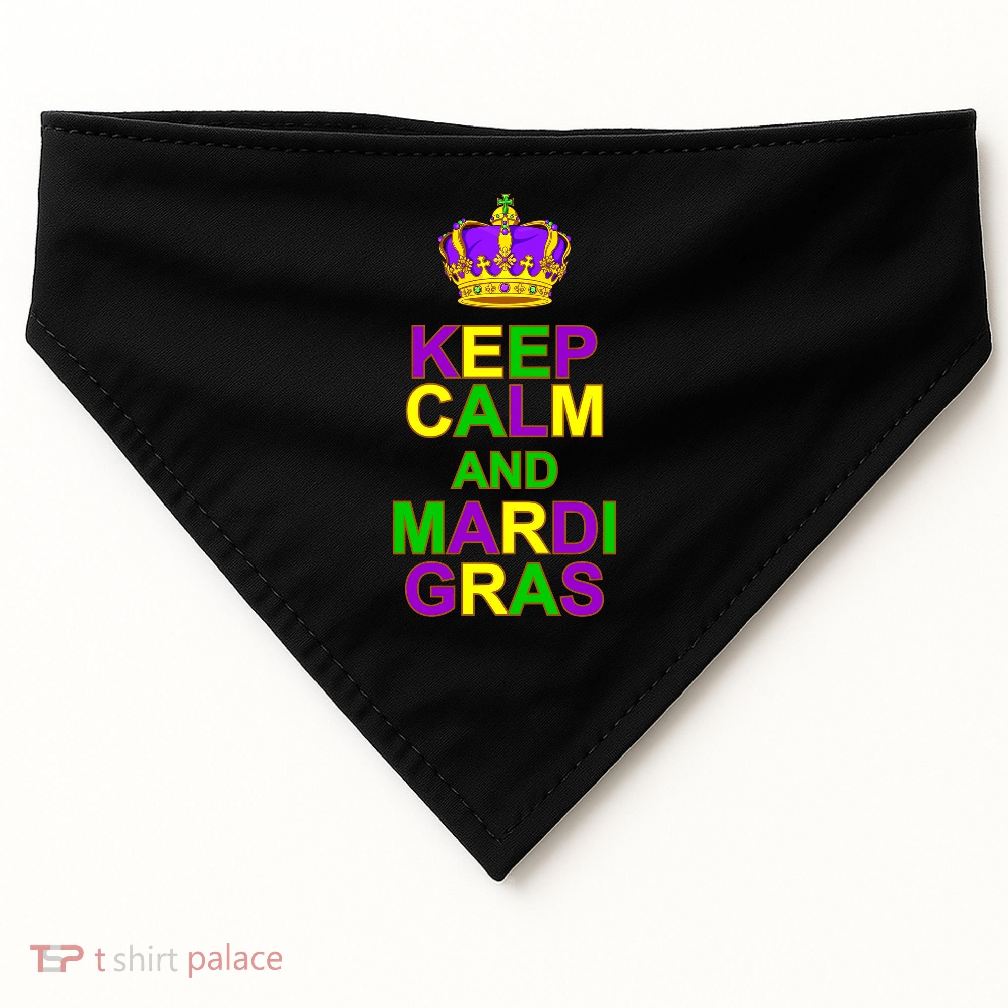 Keep Calm and Mardi Gras Crown New Orleans USA-Made Doggie Bandana