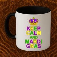 Keep Calm and Mardi Gras Crown New Orleans Coffee Mug thumb 2