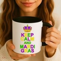 Keep Calm and Mardi Gras Crown New Orleans Coffee Mug thumb 3