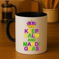 Keep Calm and Mardi Gras Crown New Orleans Coffee Mug thumb 4
