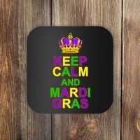 Keep Calm and Mardi Gras Crown New Orleans Coaster thumb 0
