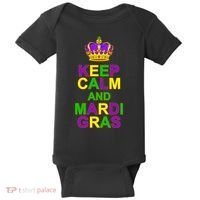 Keep Calm and Mardi Gras Crown New Orleans Baby Bodysuit thumb 0