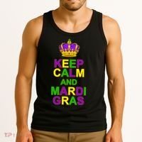 Keep Calm and Mardi Gras Crown New Orleans Tank Top thumb 3