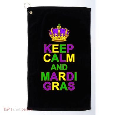 Keep Calm and Mardi Gras Crown New Orleans Golf Towel