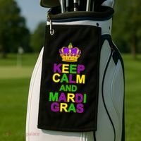 Keep Calm and Mardi Gras Crown New Orleans Golf Towel thumb 2