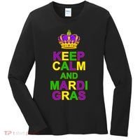 Keep Calm and Mardi Gras Crown New Orleans Women's Long Sleeve Shirt thumb 0