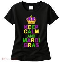 Keep Calm and Mardi Gras Crown New Orleans Women's T-Shirt thumb 0