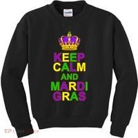 Keep Calm and Mardi Gras Crown New Orleans Kids Sweatshirt thumb 0