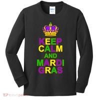 Keep Calm and Mardi Gras Crown New Orleans Kids Long Sleeve Shirt thumb 0