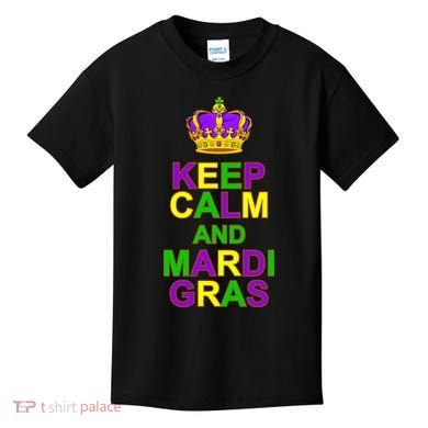 Keep Calm and Mardi Gras Crown New Orleans Kids T-Shirt