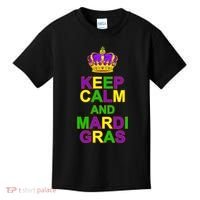 Keep Calm and Mardi Gras Crown New Orleans Kids T-Shirt thumb 0
