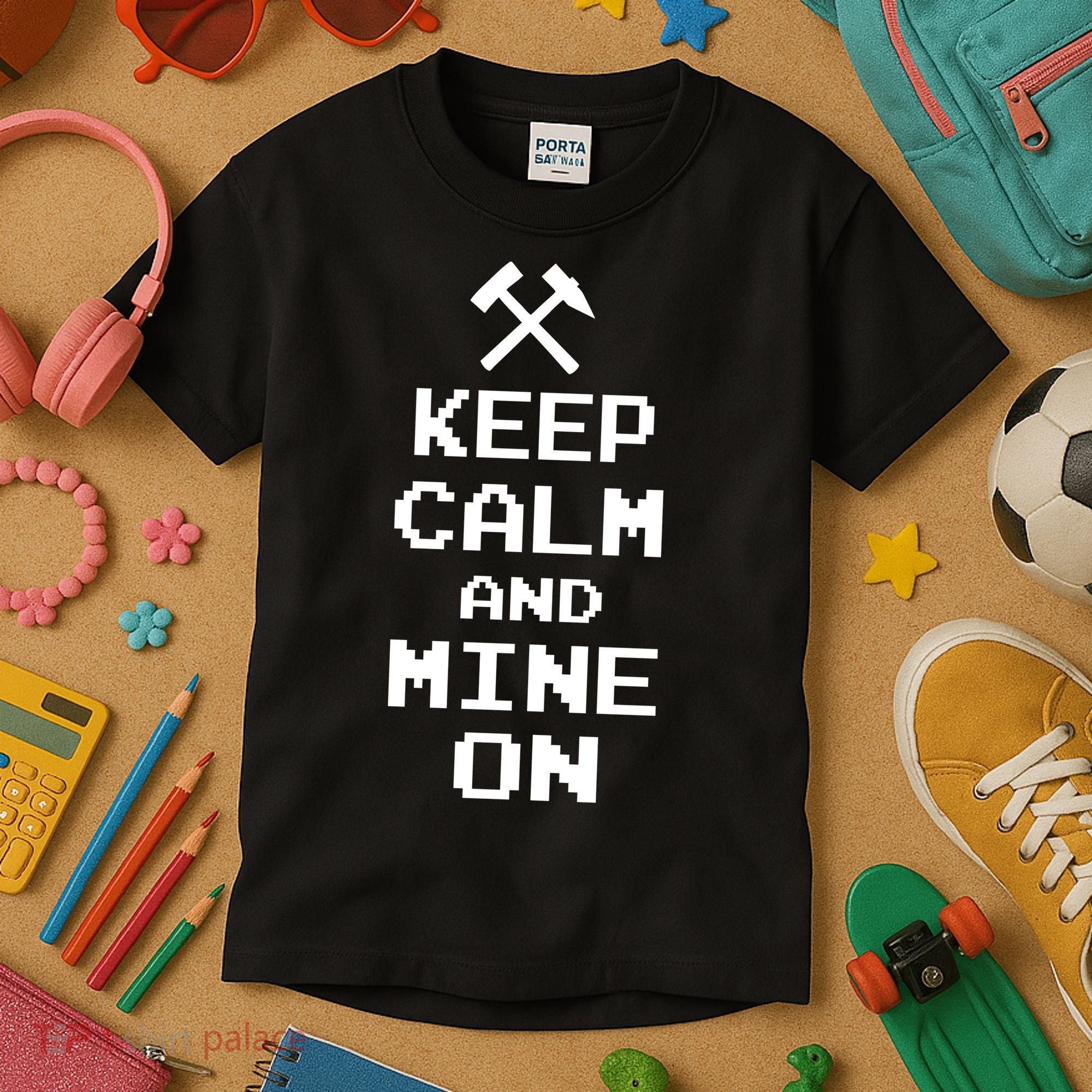 Keep Calm And Mine On Kids T-Shirt
