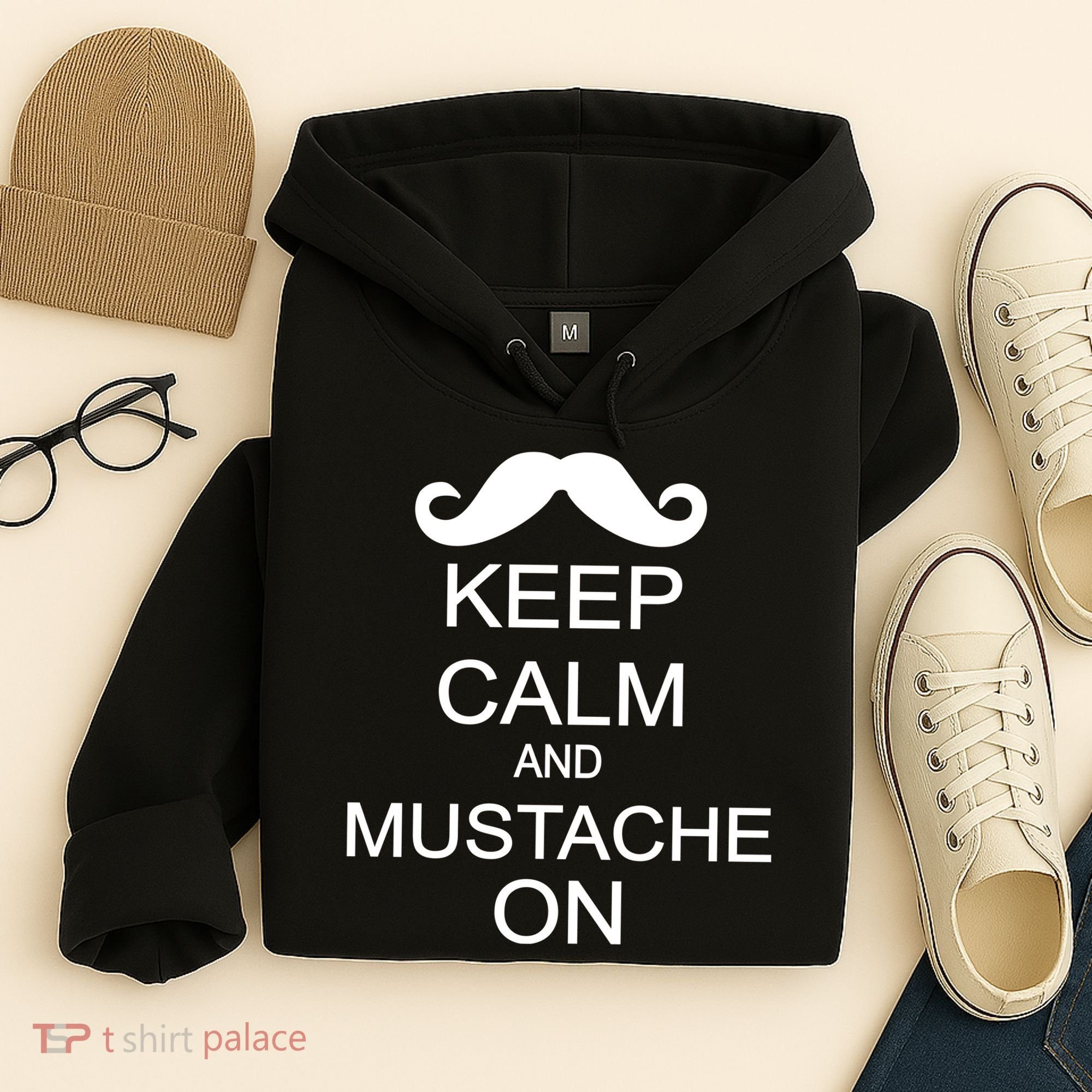 Keep Calm And Mustache On Hoodie