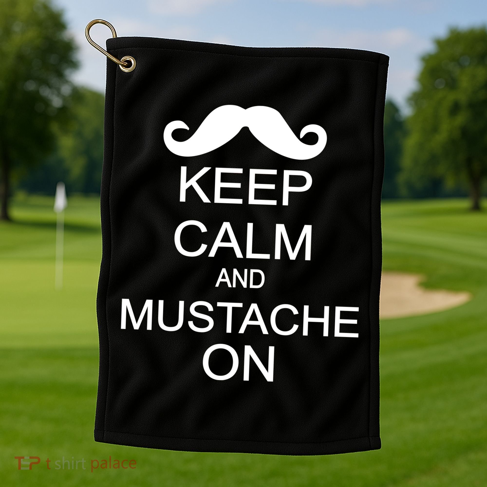 Keep Calm And Mustache On Golf Towel