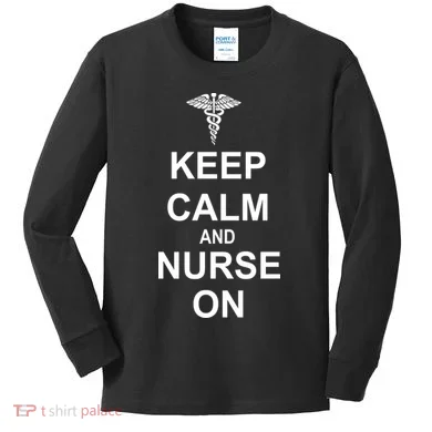 Keep Calm And Nurse On Kids Long Sleeve Shirt