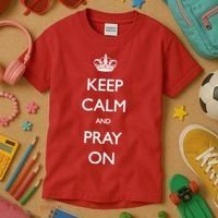 Keep Calm And Pray On Kids T-Shirt thumb 3