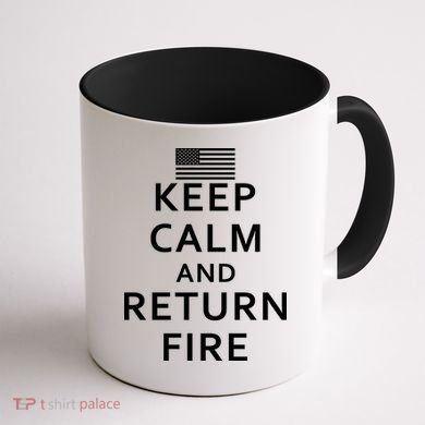 Keep Calm and Return Fire 2nd Amendment Coffee Mug back