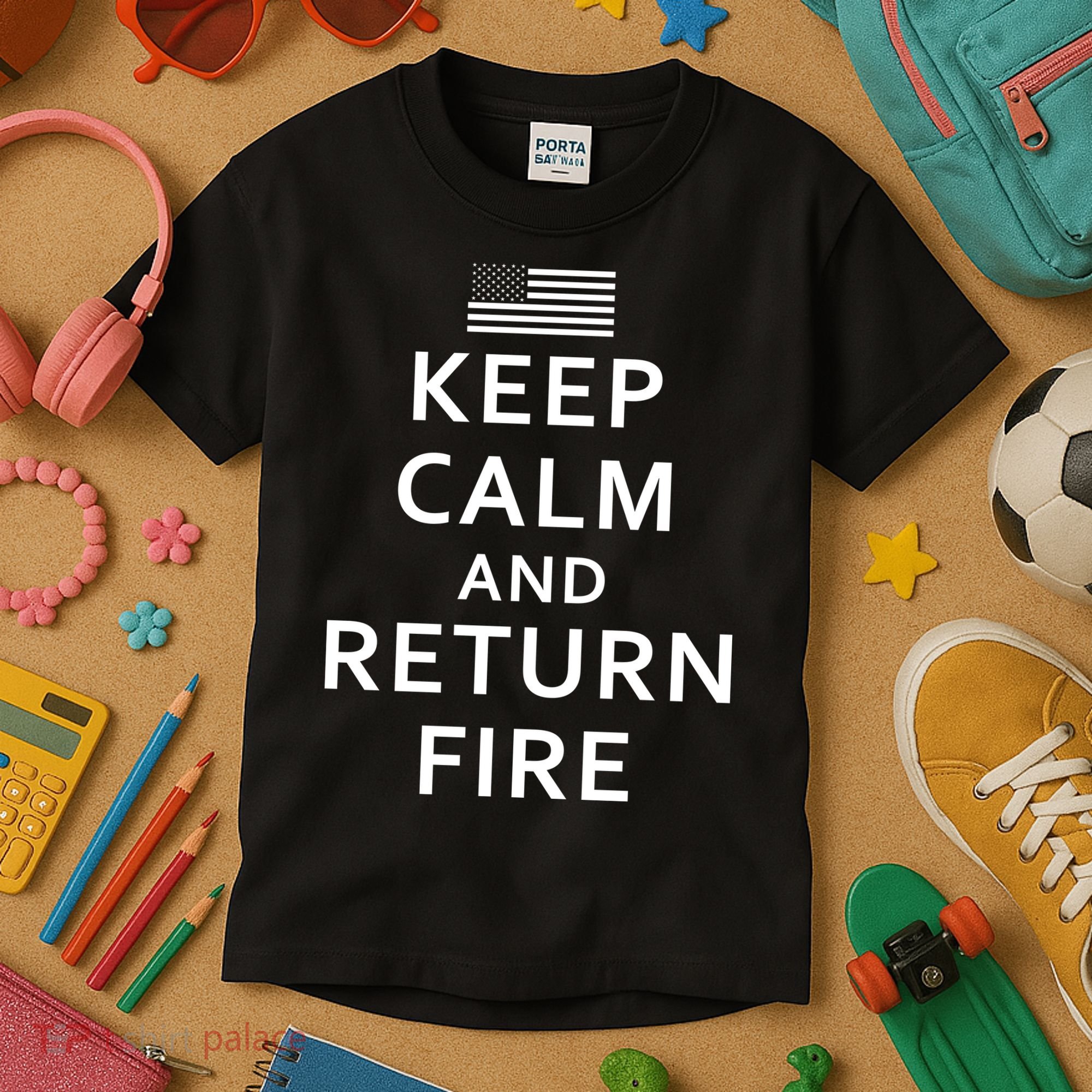 Keep Calm and Return Fire 2nd Amendment Kids T-Shirt