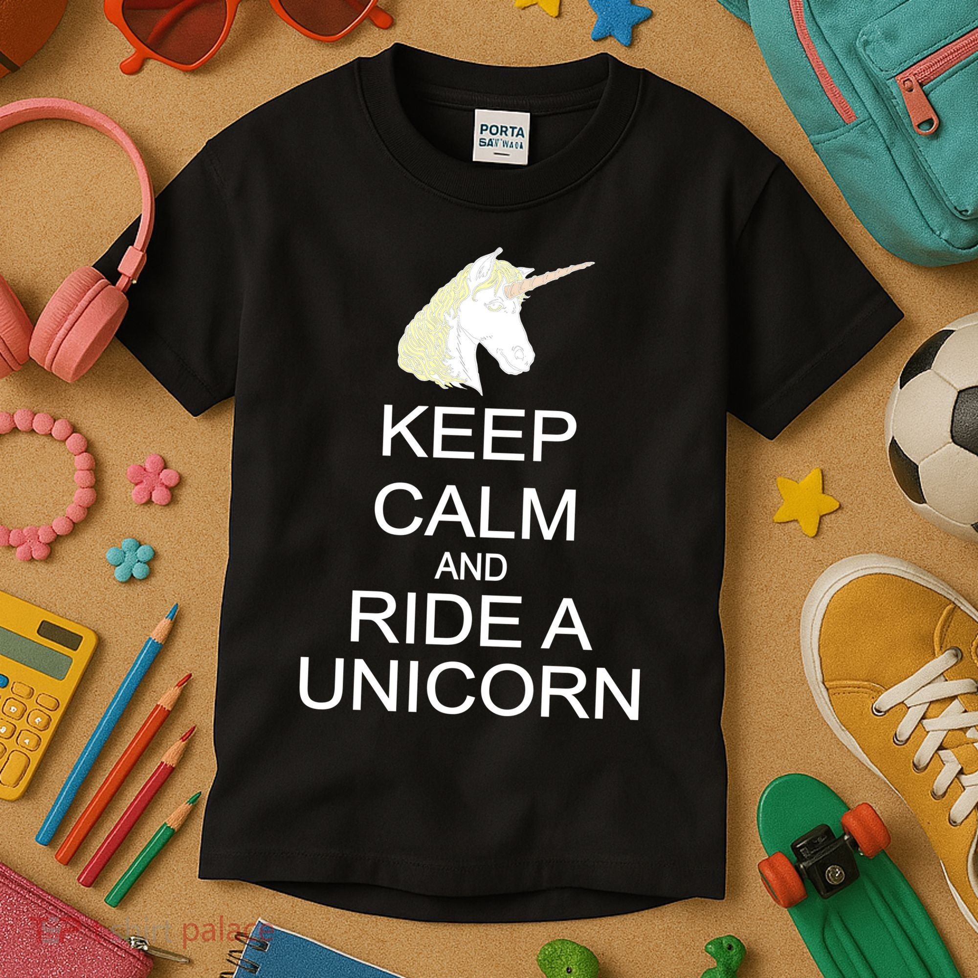 Keep Calm and Ride A Unicorn Kids T-Shirt