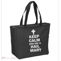 Keep Calm And Say A Hail Mary Religion Tote Bag thumb 2