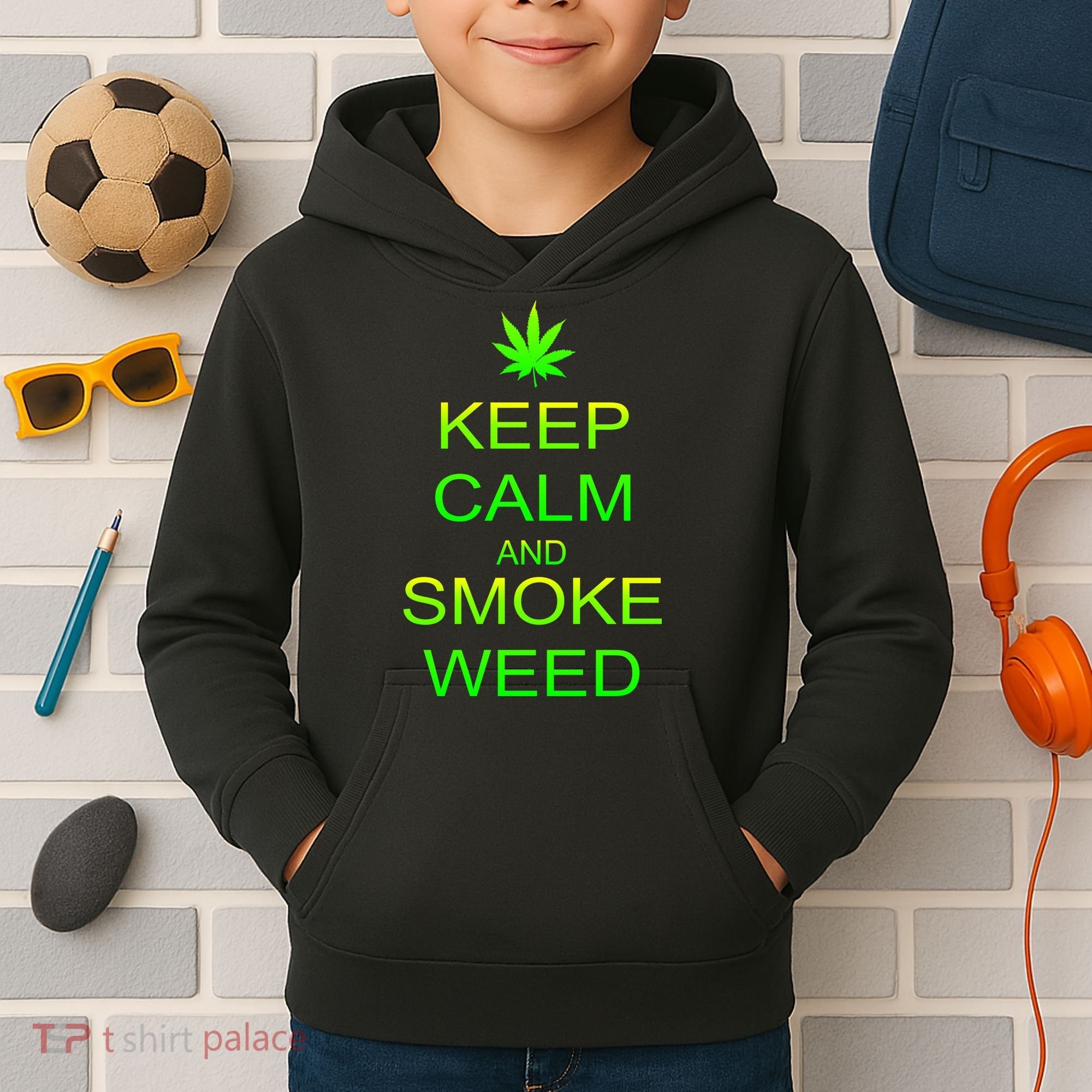 Keep Calm And Smoke Weed Kids Hoodie