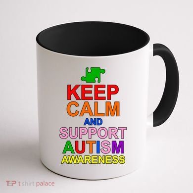 Keep Calm And Support Autism Awareness Coffee Mug back