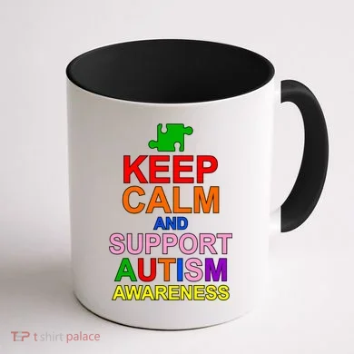 Keep Calm And Support Autism Awareness Coffee Mug back