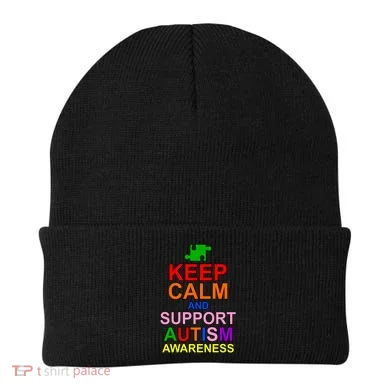 Keep Calm And Support Autism Awareness Beanie