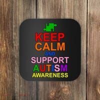 Keep Calm And Support Autism Awareness Coaster thumb 0