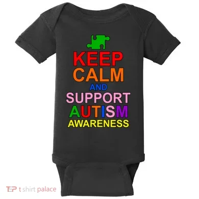 Keep Calm And Support Autism Awareness Baby Bodysuit