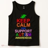 Keep Calm And Support Autism Awareness Tank Top thumb 2