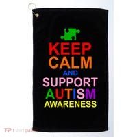 Keep Calm And Support Autism Awareness Golf Towel thumb 0