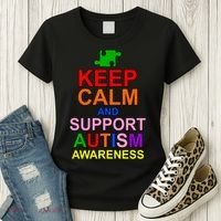 Keep Calm And Support Autism Awareness Women's T-Shirt thumb 3