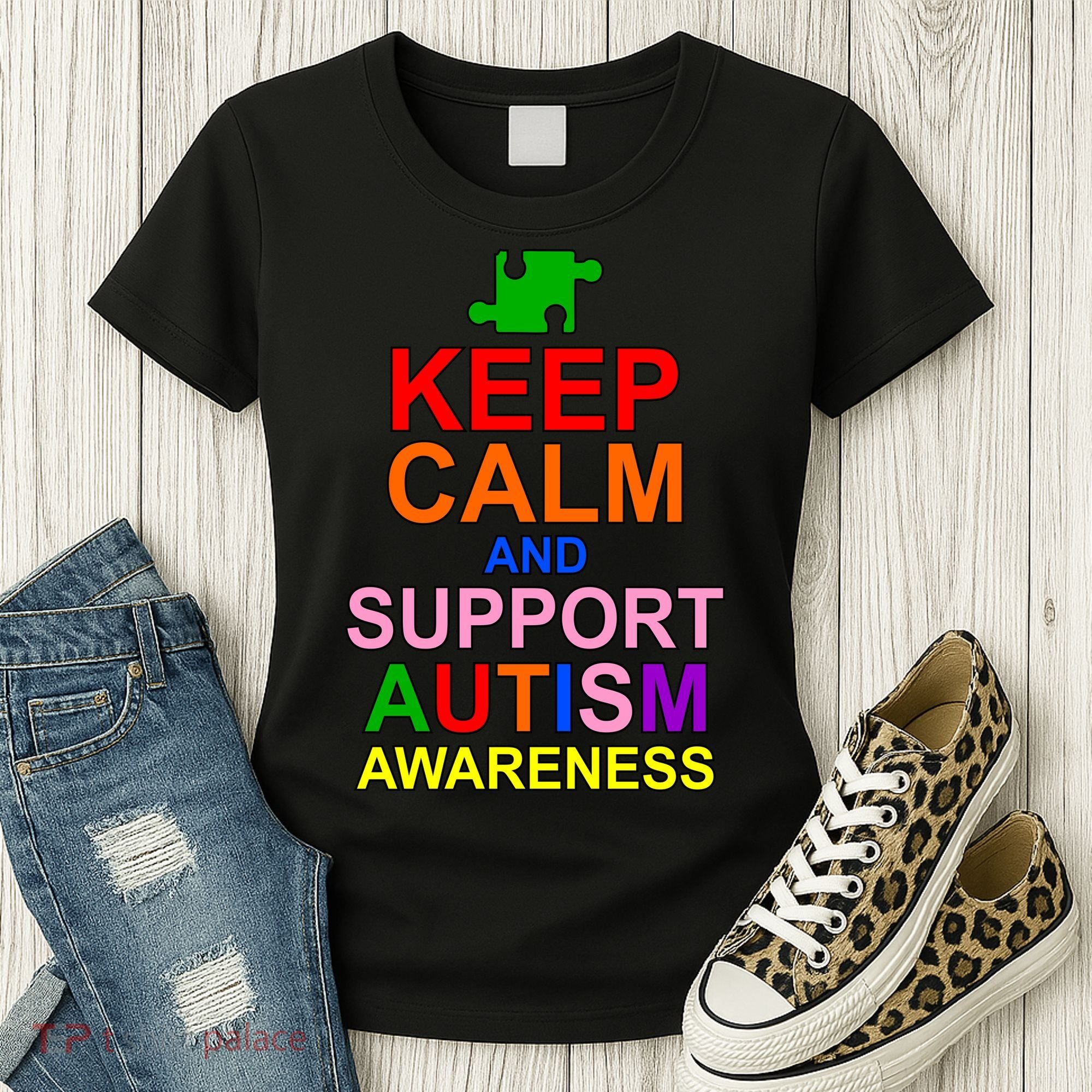 Keep Calm And Support Autism Awareness Women's T-Shirt