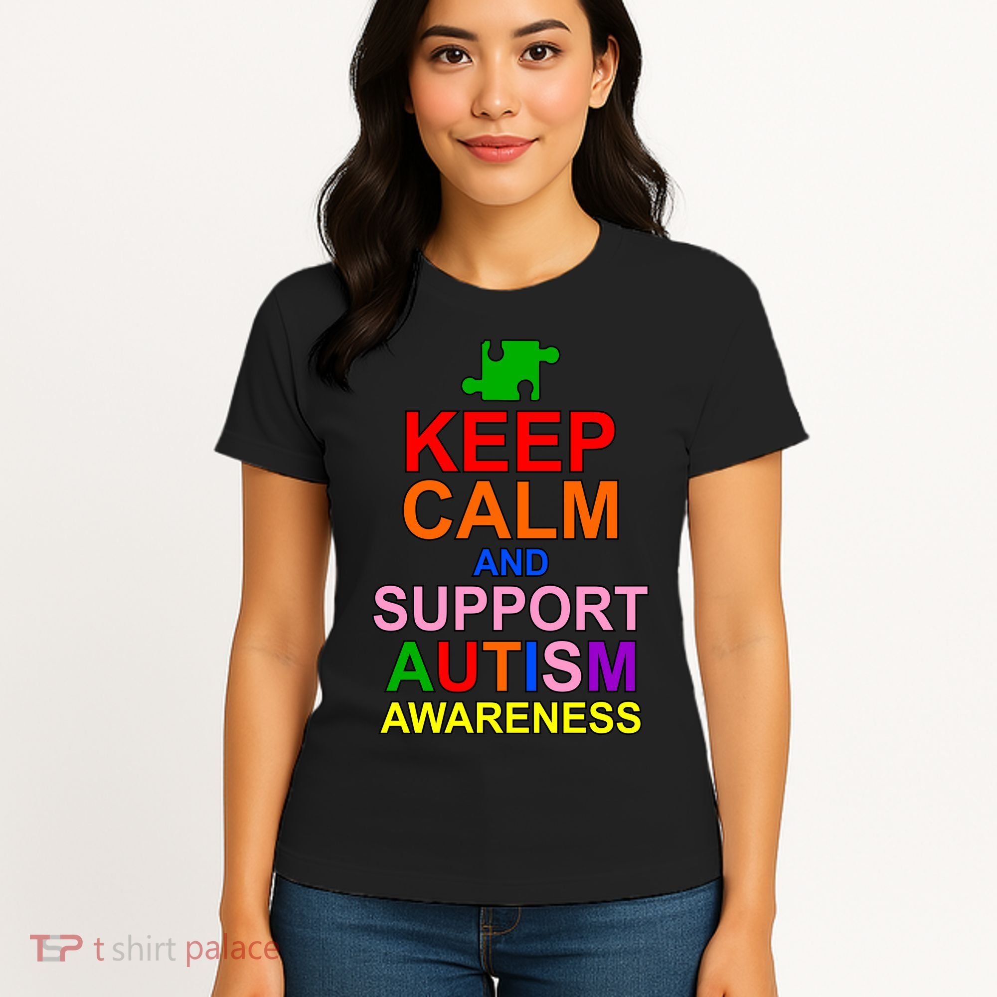 Keep Calm And Support Autism Awareness Women's T-Shirt