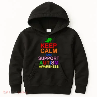 Keep Calm And Support Autism Awareness Kids Hoodie