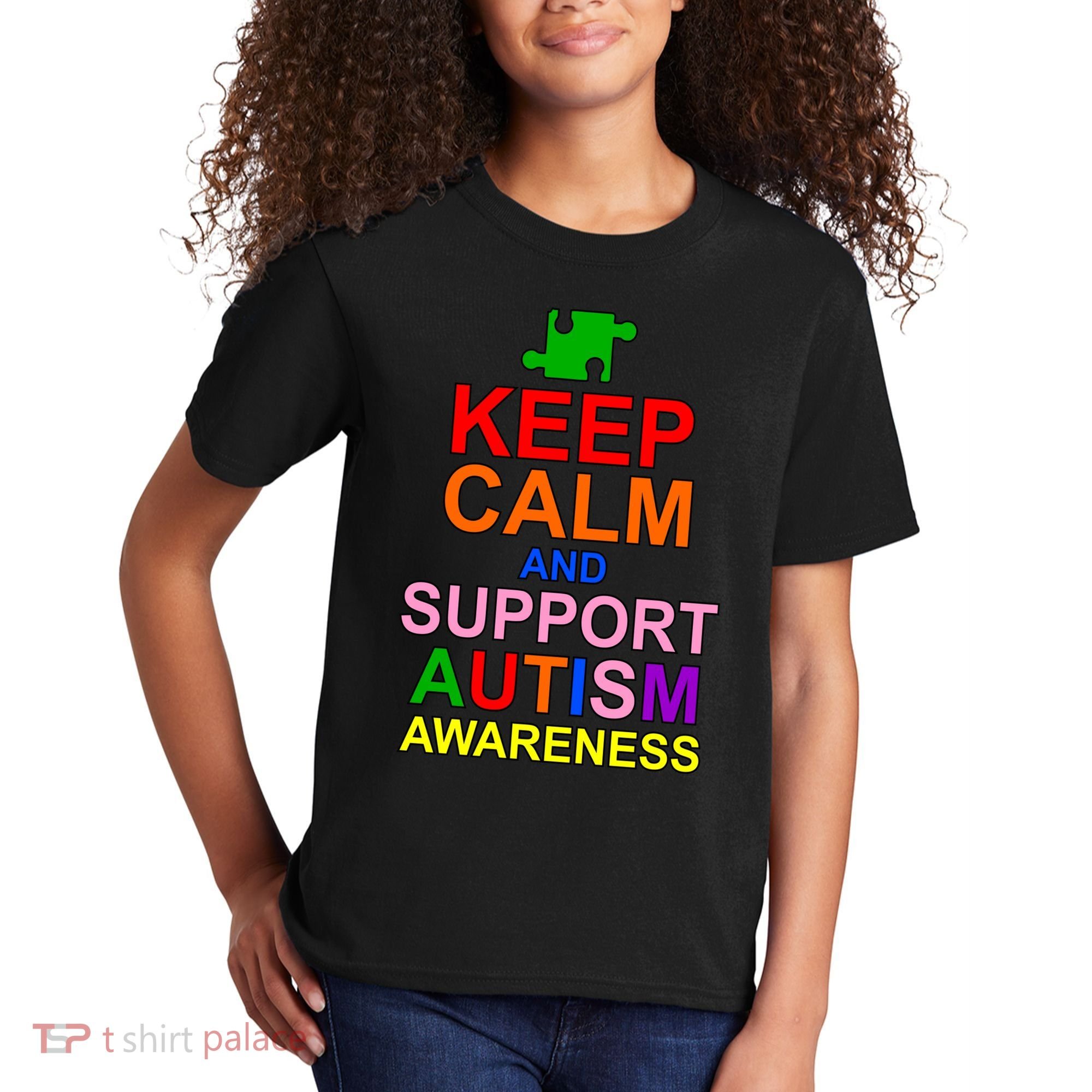 Keep Calm And Support Autism Awareness Kids T-Shirt