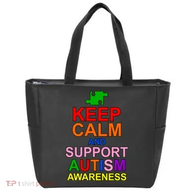 Keep Calm And Support Autism Awareness Tote Bag