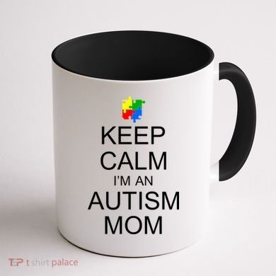 Keep Calm Autism Mom Awareness Coffee Mug back