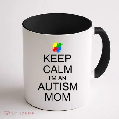 Keep Calm Autism Mom Awareness Coffee Mug back