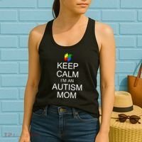 Keep Calm Autism Mom Awareness Women's Tank Top thumb 2