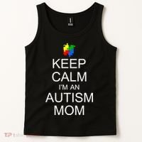Keep Calm Autism Mom Awareness Tank Top thumb 2