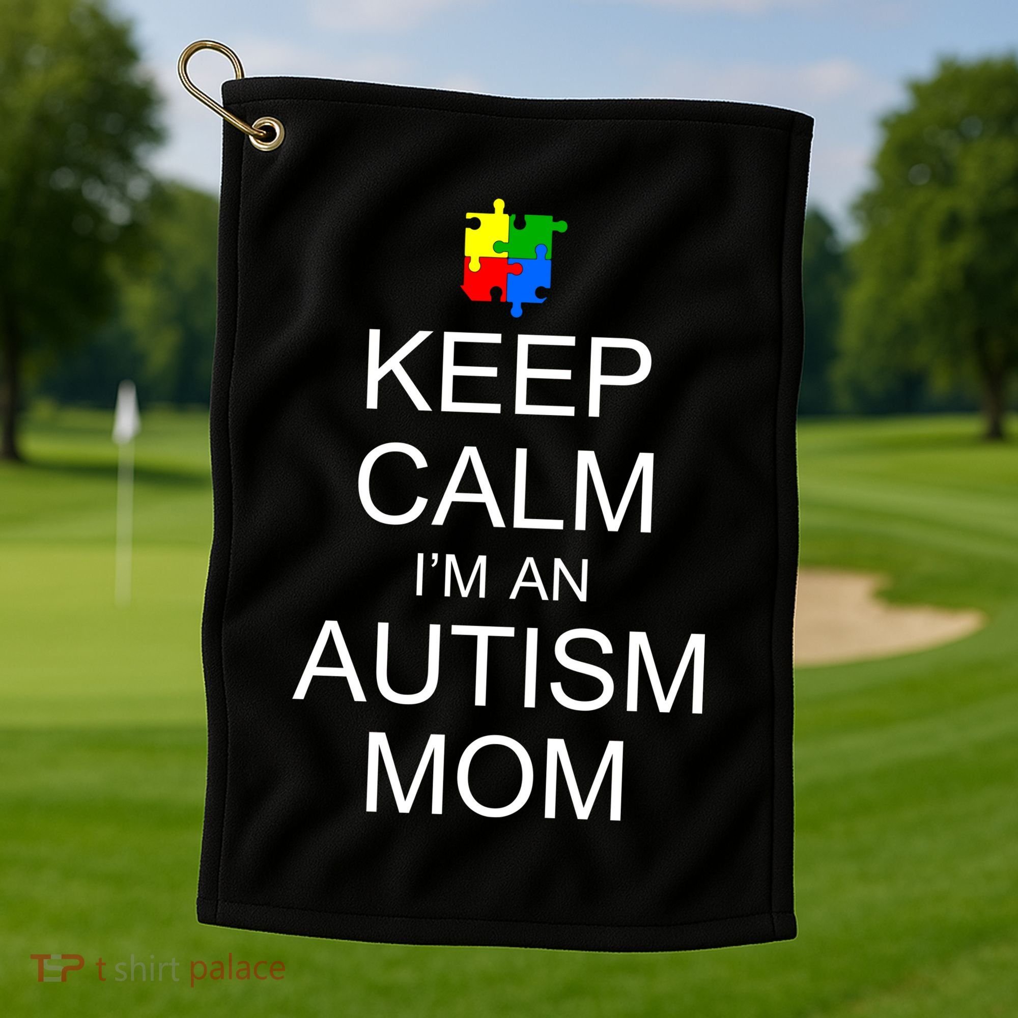 Keep Calm Autism Mom Awareness Golf Towel