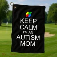 Keep Calm Autism Mom Awareness Golf Towel thumb 1