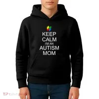Keep Calm Autism Mom Awareness Kids Hoodie thumb 4