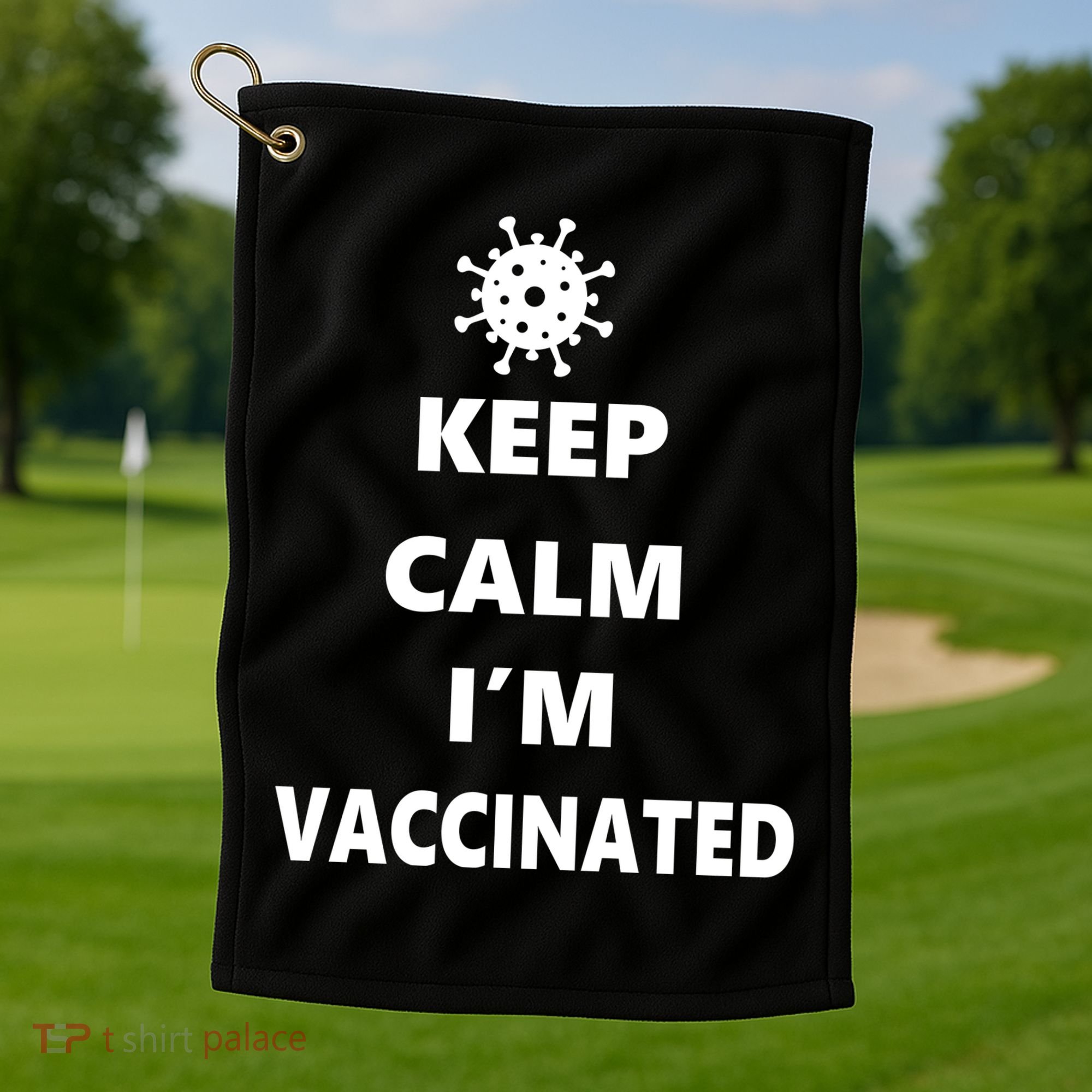 Keep Calm I'm Vaccinated Golf Towel