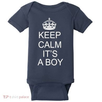 Keep Calm It's A Boy Baby Bodysuit