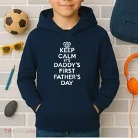 Keep Calm It's My Daddy's First Father's Day Kids Hoodie thumb 2